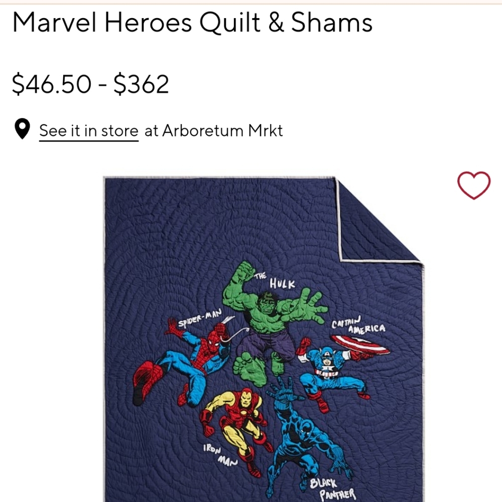 Pottery barn marvel bedding